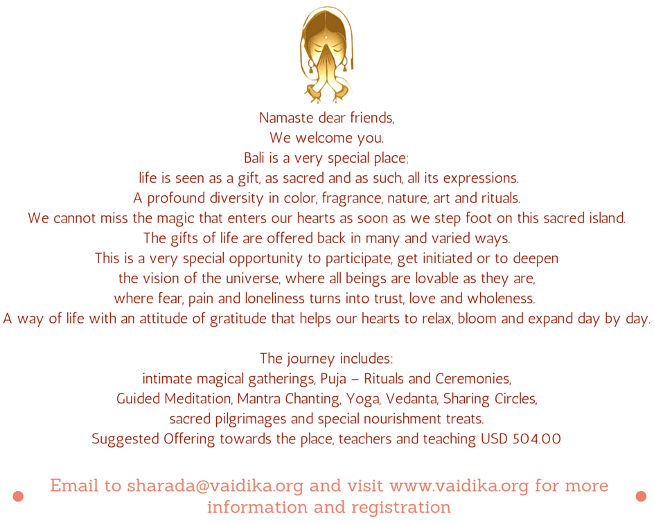 Devi Sadhana Sharada Bali Pilgrimage Vedanta Satsang Mantra Chanting Meditation Yoga and Puja
